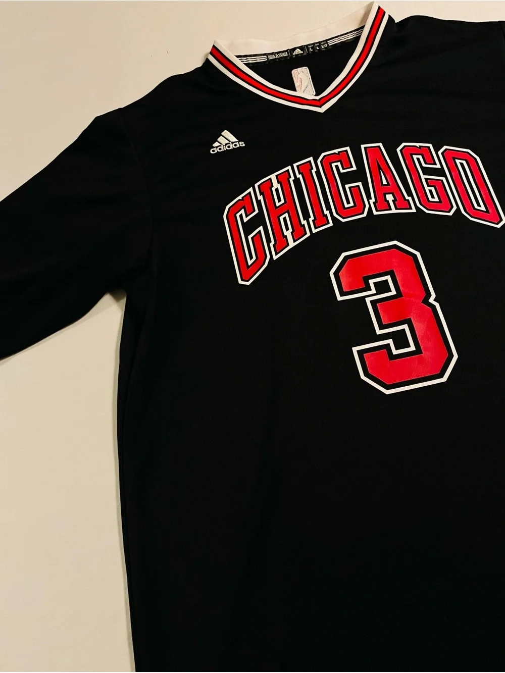 RARE Adidas 2016 Chicago Bulls Dwayne Wade Sleeved Alternate Jersey Shirt LARGE - Picture 5 of 10